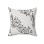 Midnight Rose Sketch Throw Pillow