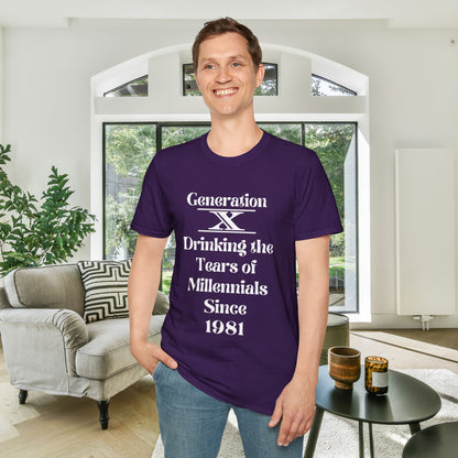 GenX Drinking Millennial Tears Adult T-shirt