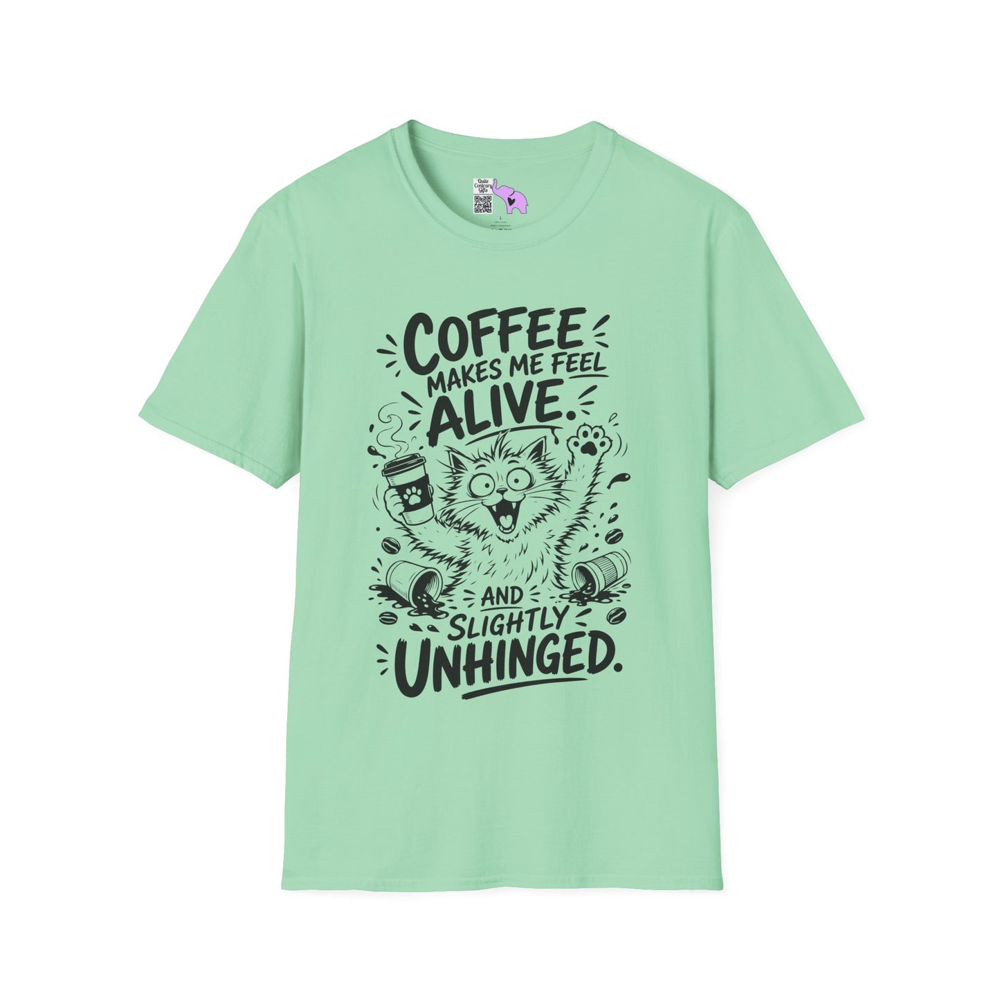 ""Coffee Makes Me Feel Alive and Slightly Unhinged (Cat) Adult T-shirt