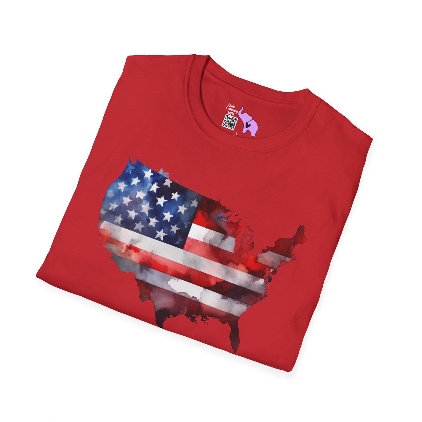 American-Shaped Flag Watercolor Adult T-Shirt