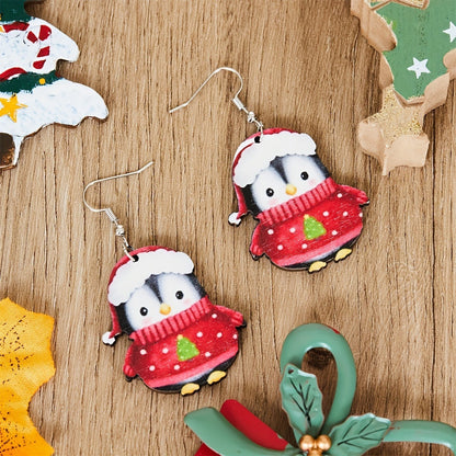 Cute Christmas Penguin Acrylic Earrings