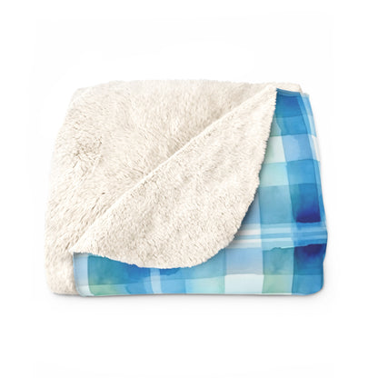 Ocean Sunset Plaid Sherpa Fleece Blanket