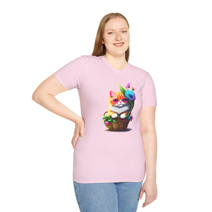 Cute Colorful Kitten in Flowers 2 T-shirt