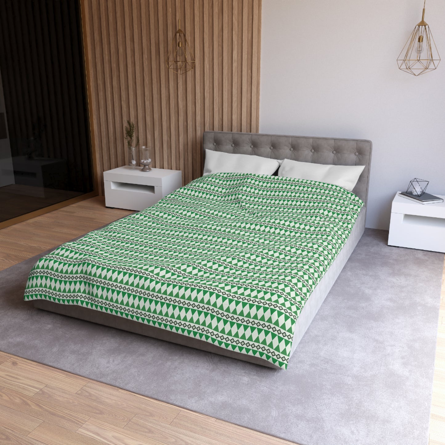 Moss Cairn Stripes Microfiber Duvet Cover