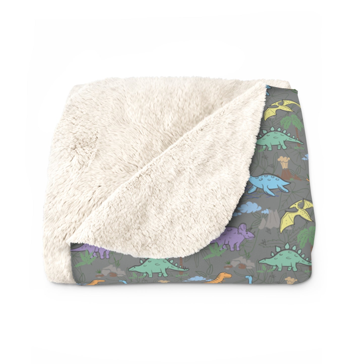 Prehistoric Playtime Sherpa Fleece Blanket