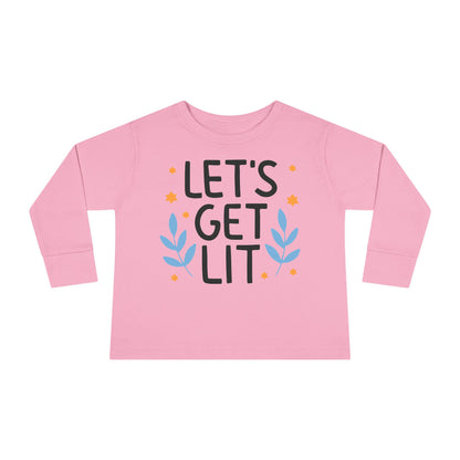 Hanukkah Let's Get Lit Toddler Long Sleeve Tee