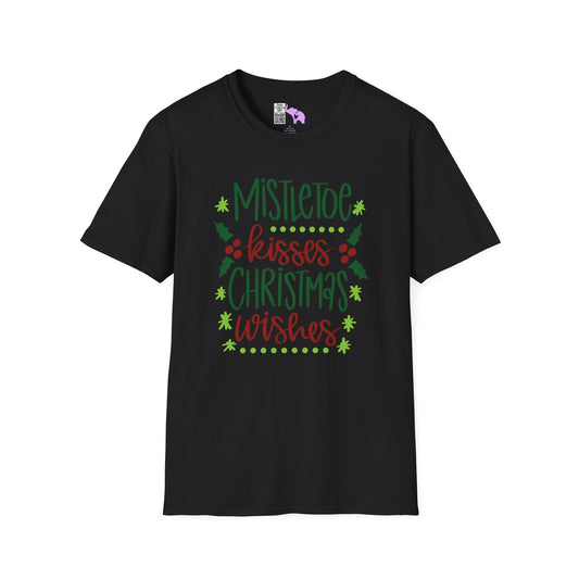 Mistletoe Kisses Christmas Wishes Adult T-shirt