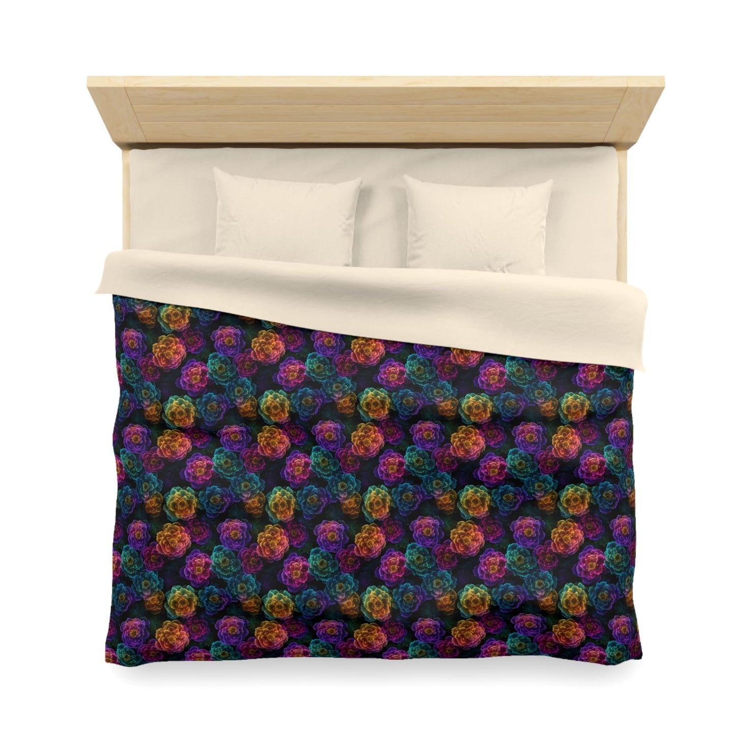 Neon Whisper Blooms Microfiber Duvet Cover