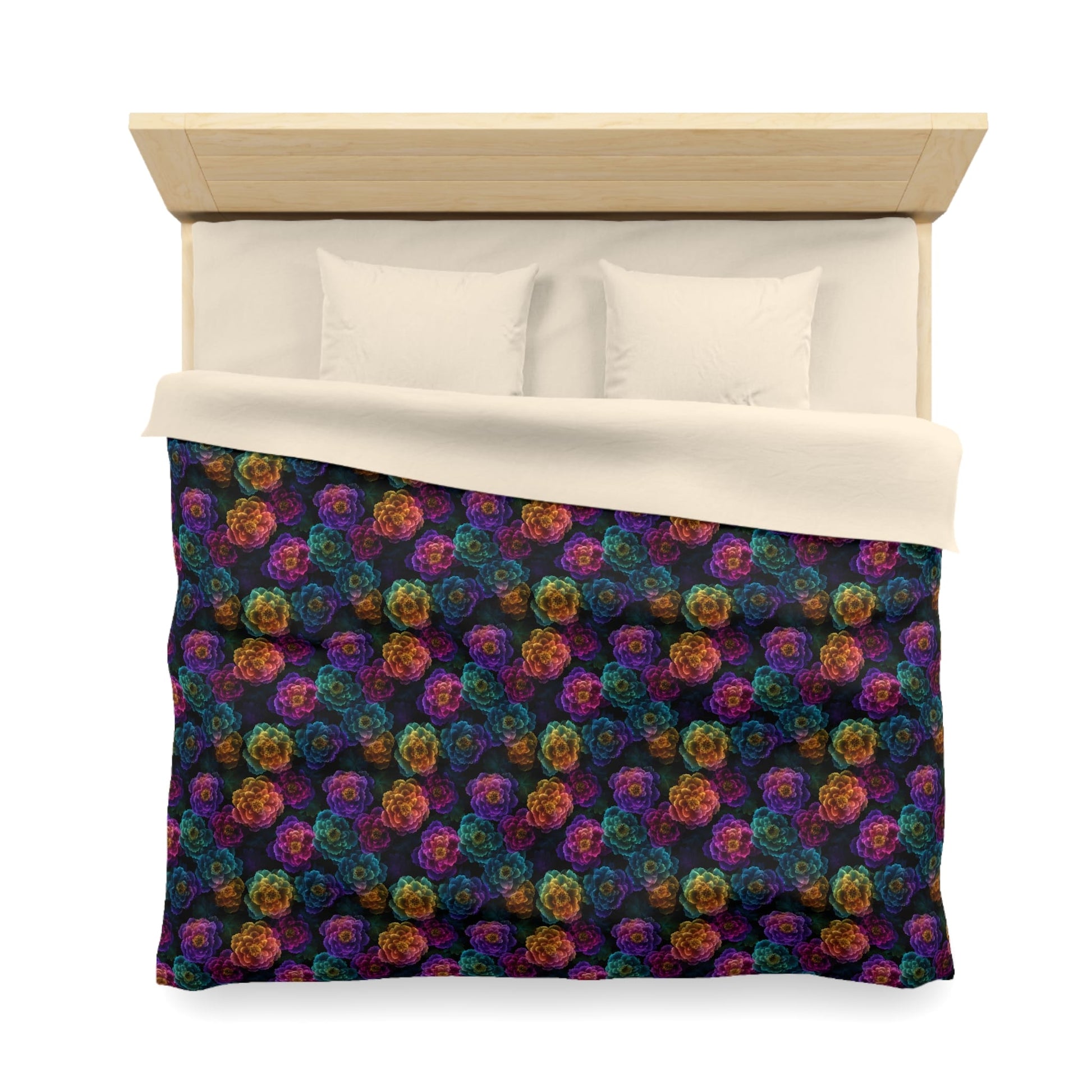 Neon Whisper Blooms Microfiber Duvet Cover