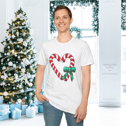 Candy Cane Heart Adult T-shirt