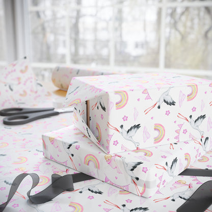 Baby Girl Stork Delivery Gift Wrap
