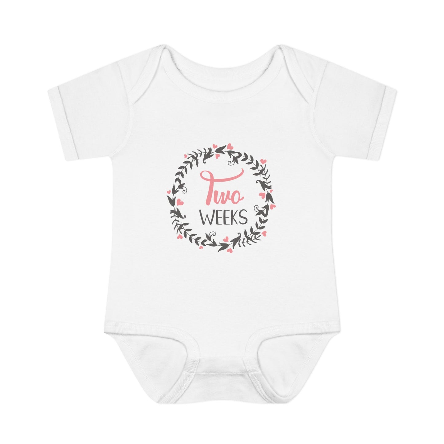 Pink Milestone Wreath Onesie-Two Weeks