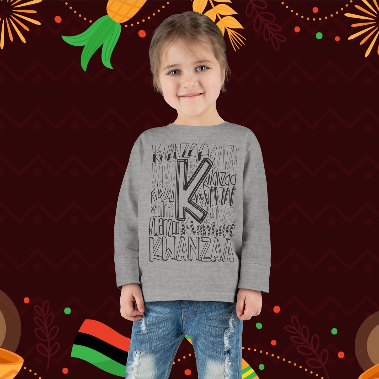 Kwanzaa Wordcloud Toddler Long Sleeve Tee