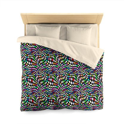 Warped Colorful Checkered Microfiber Duvet Cover