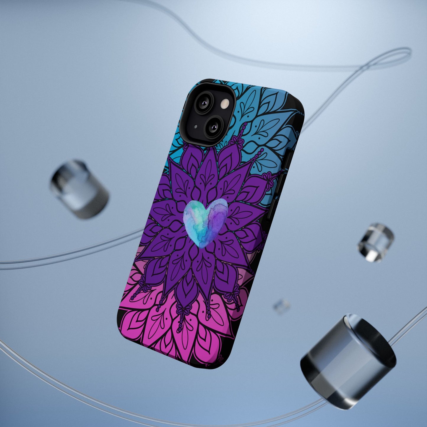 Colorful Mandala w/Heart MagSafe® Compatible Tough Case for iPhone