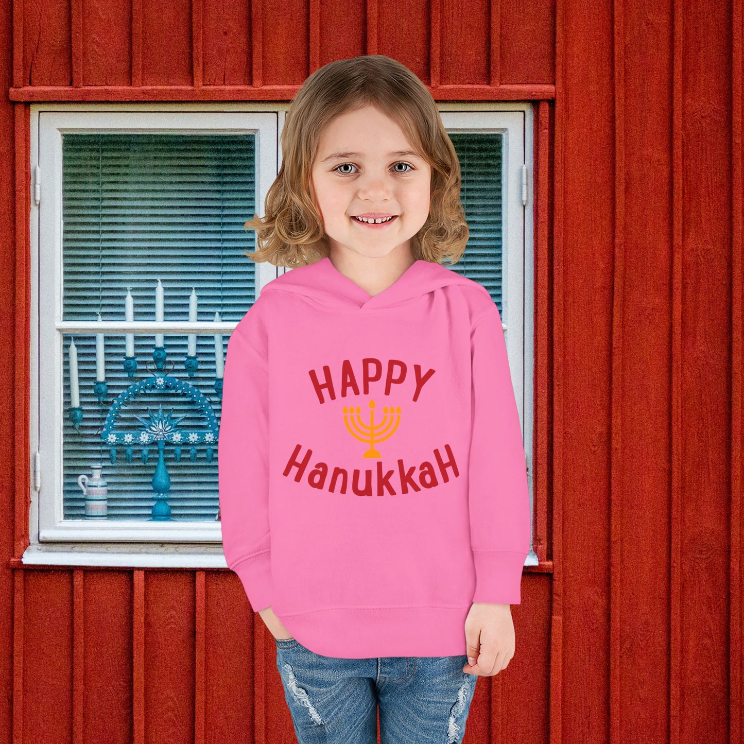 Happy Hanukkah Toddler Pullover Fleece Hoodie