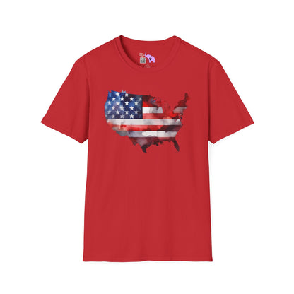 American-Shaped Flag Watercolor Adult T-Shirt
