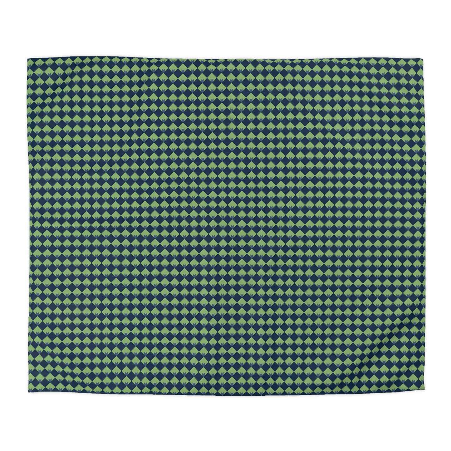Diamond Bloom-Sage & Navy Microfiber Duvet Cover
