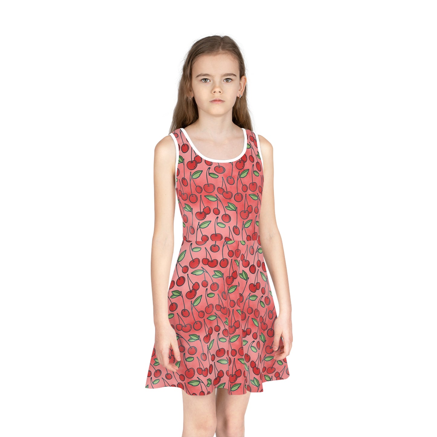 Cherry Bombshell Print Girls' Sleeveless Sundress