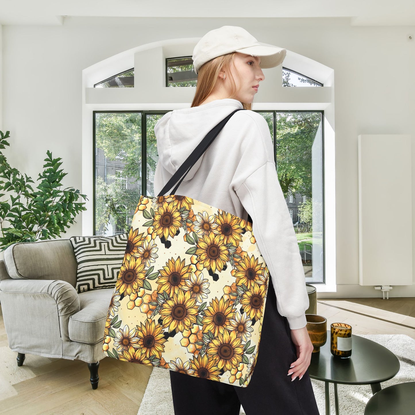 Honeycombs & Sunflowers Canvas Tote Bag