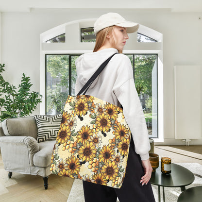 Honeycombs & Sunflowers Canvas Tote Bag