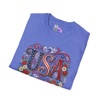 Floral USA 250 Years of Freedom Adult T-shirt