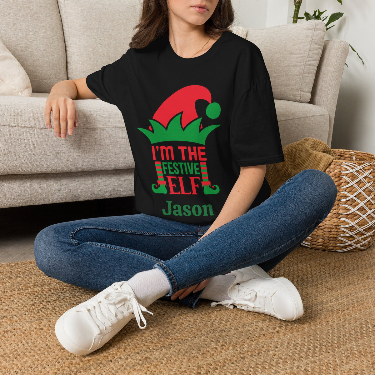 I'm The Festive Elf Peronalized Adult T-shirt