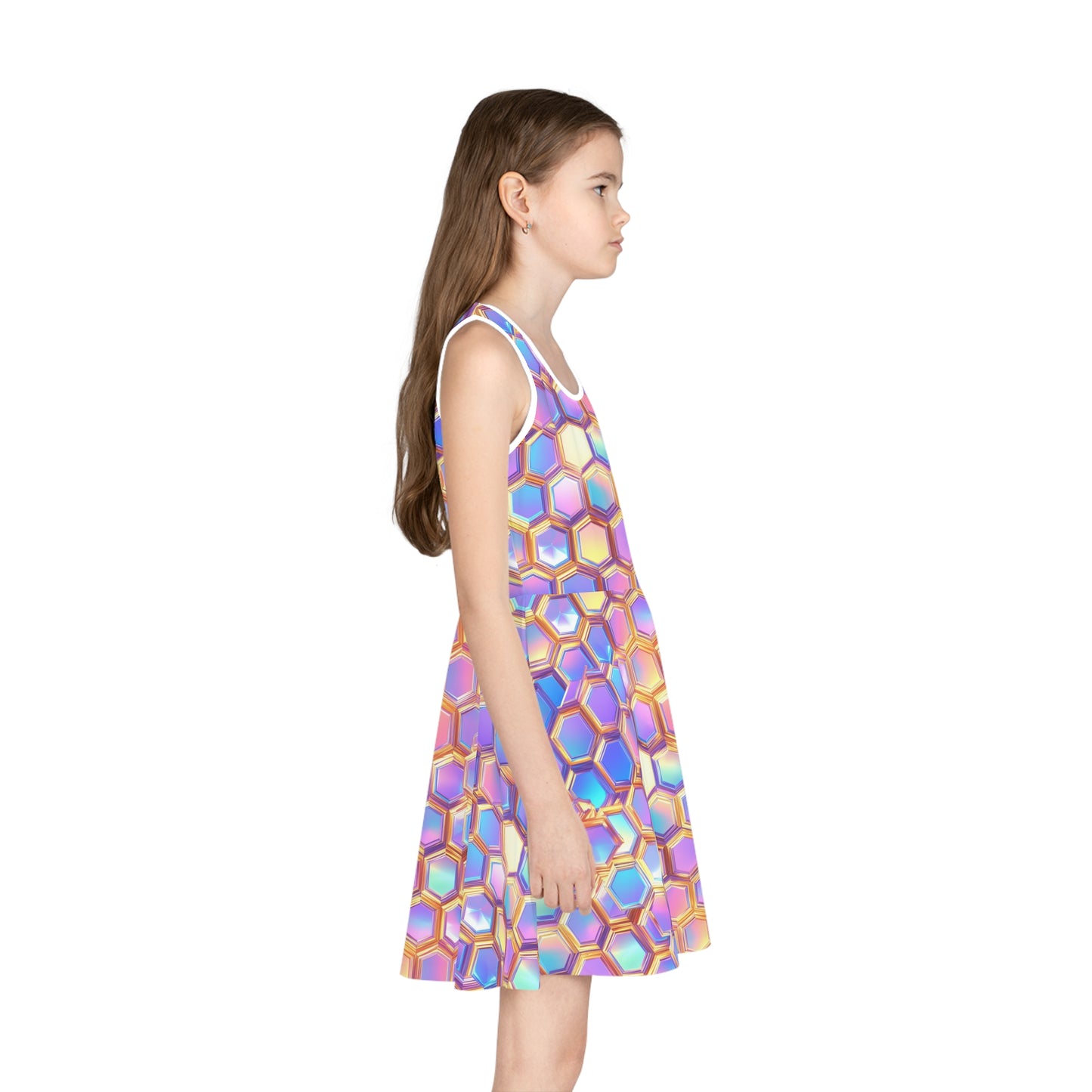Aurora Hexagons Girls' Sleeveless Sundress