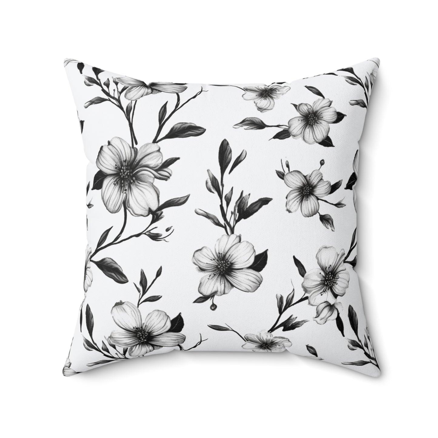 Black & White Five Petal Floral Basic Bedding Set