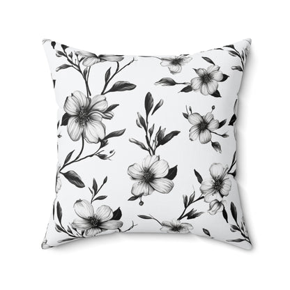 Black & White Five Petal Floral Basic Bedding Set