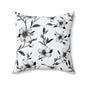 Black & White Five Petal Floral Throw Pillow