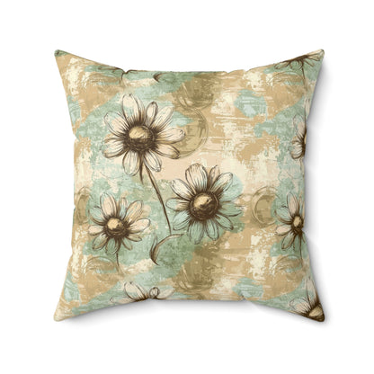 Worn Meadow Daisies Throw Pillow