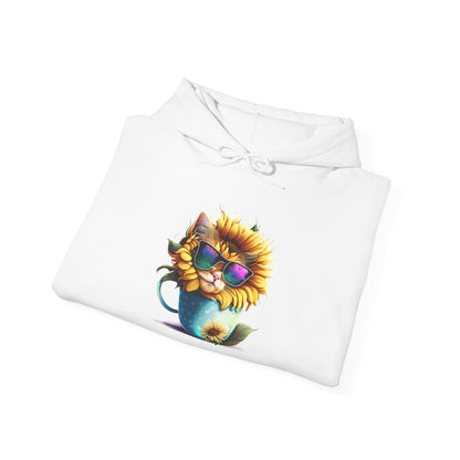 Cool Sunflower Kitten 1 Heavy Blend™ Hooded Sweatshirt