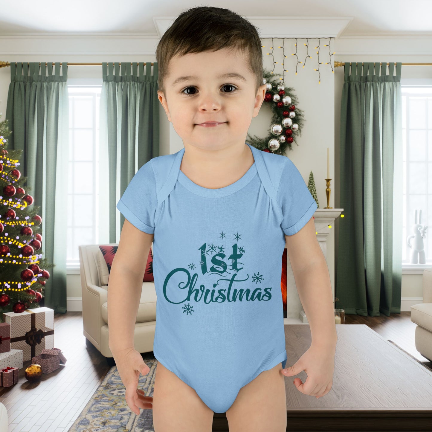 1st Christmas Infant Baby Rib Bodysuit