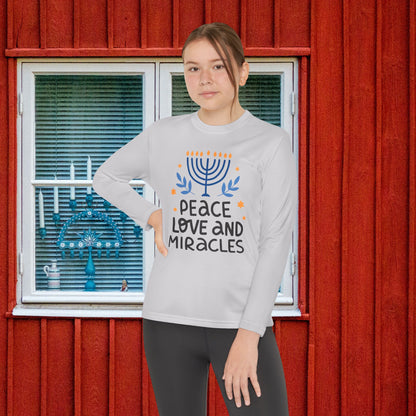 Hanukkah Peace Love & Miracles 1 Youth Long Sleeve Tee