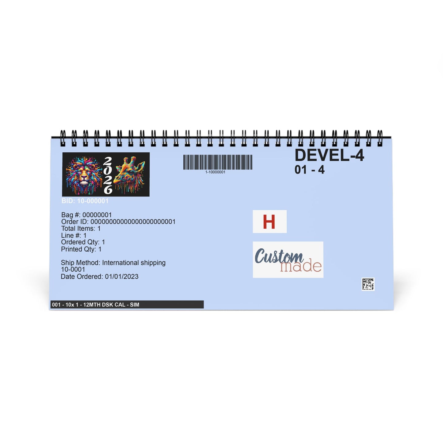 2026 Color Splash Animal Desktop Calendar — Grid Monthly Planner