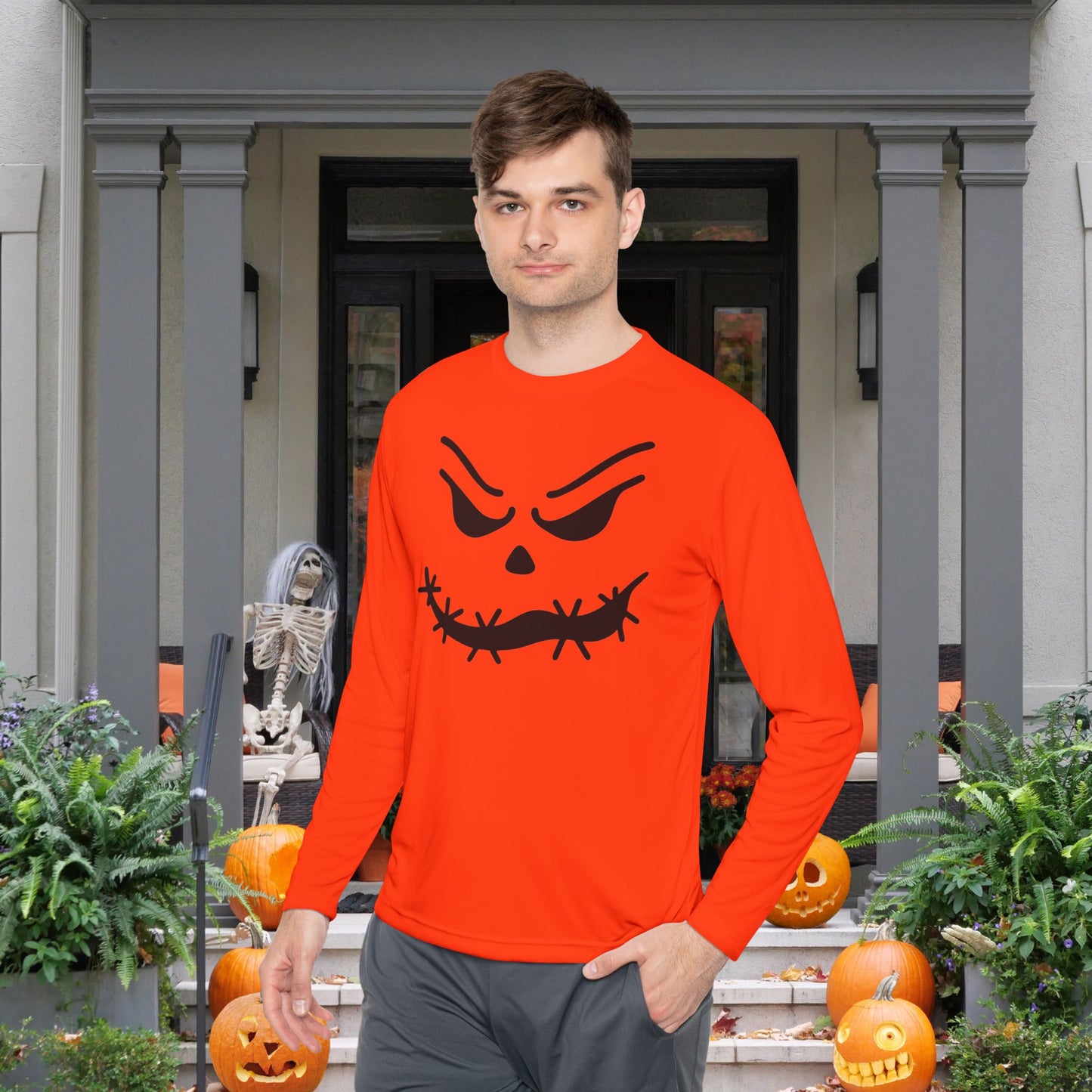 Loopy Jack-O-Lantern Adult Long Sleeve Tee