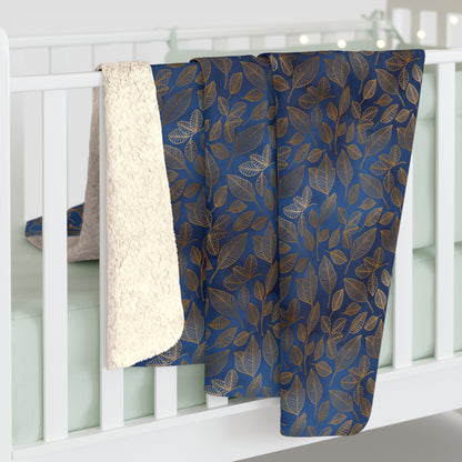 Navy & Gold Botanica Fleece Blanket