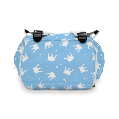 Personalized Prince Diaper Backpack – Baby Blue Crown Baby Bag (Custom Name/Text)