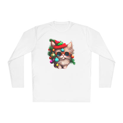 Colorful Christmas Tree Kitty Adult Long Sleeve Tee