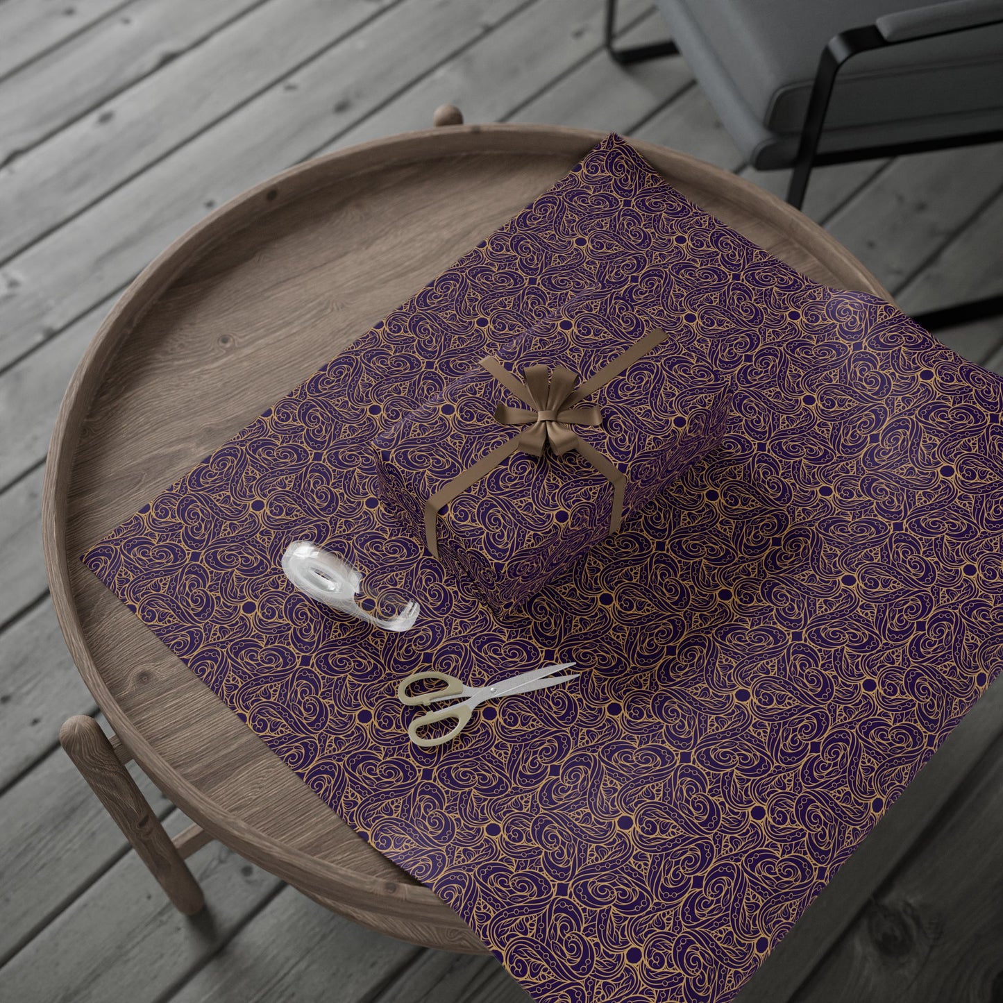 Golden Amethyst Radiance Mandala Wrapping Paper