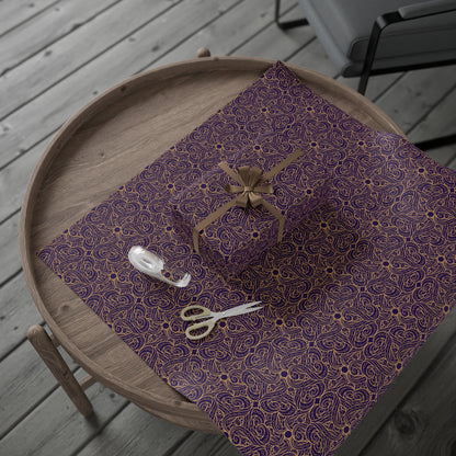 Golden Amethyst Radiance Mandala Wrapping Paper