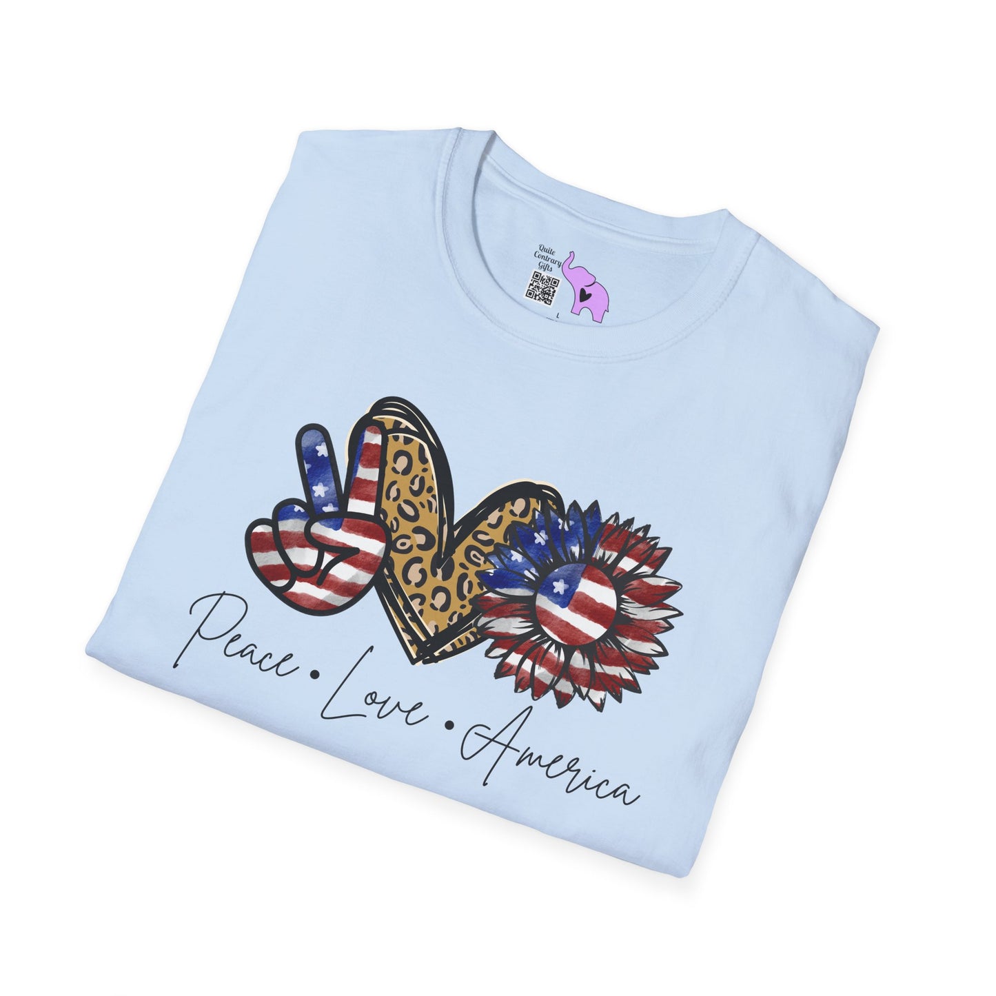 Peace Love America (Cheetah Print) Adult T-shirt