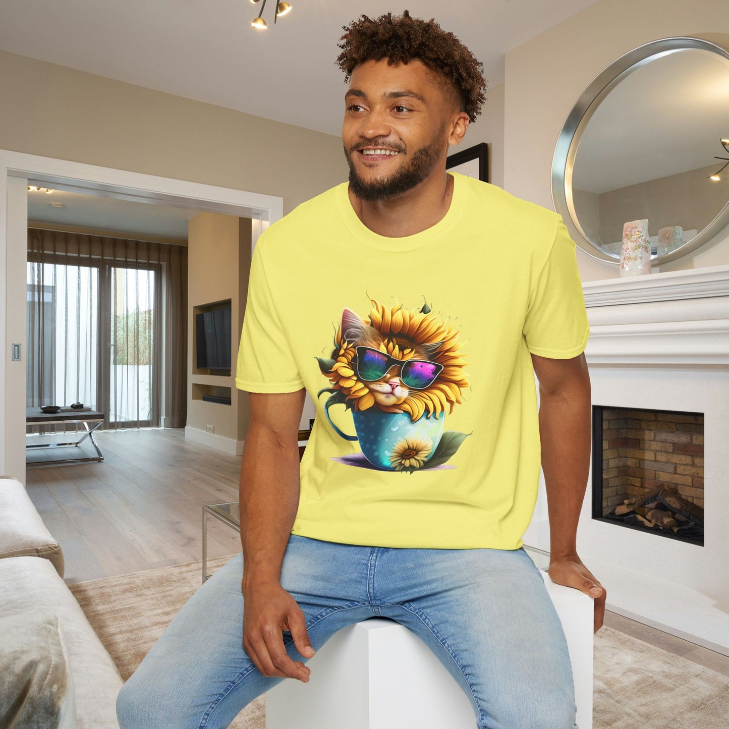 Cool Sunflower Kitten 1 Adult T-shirt