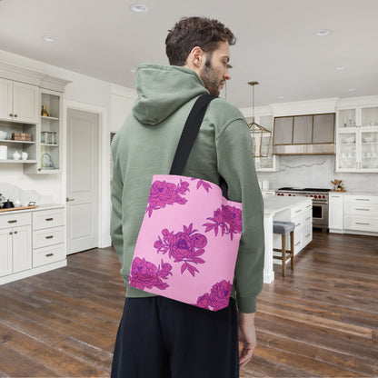 Bubblegum Bloom Peonies Canvas Tote Bag
