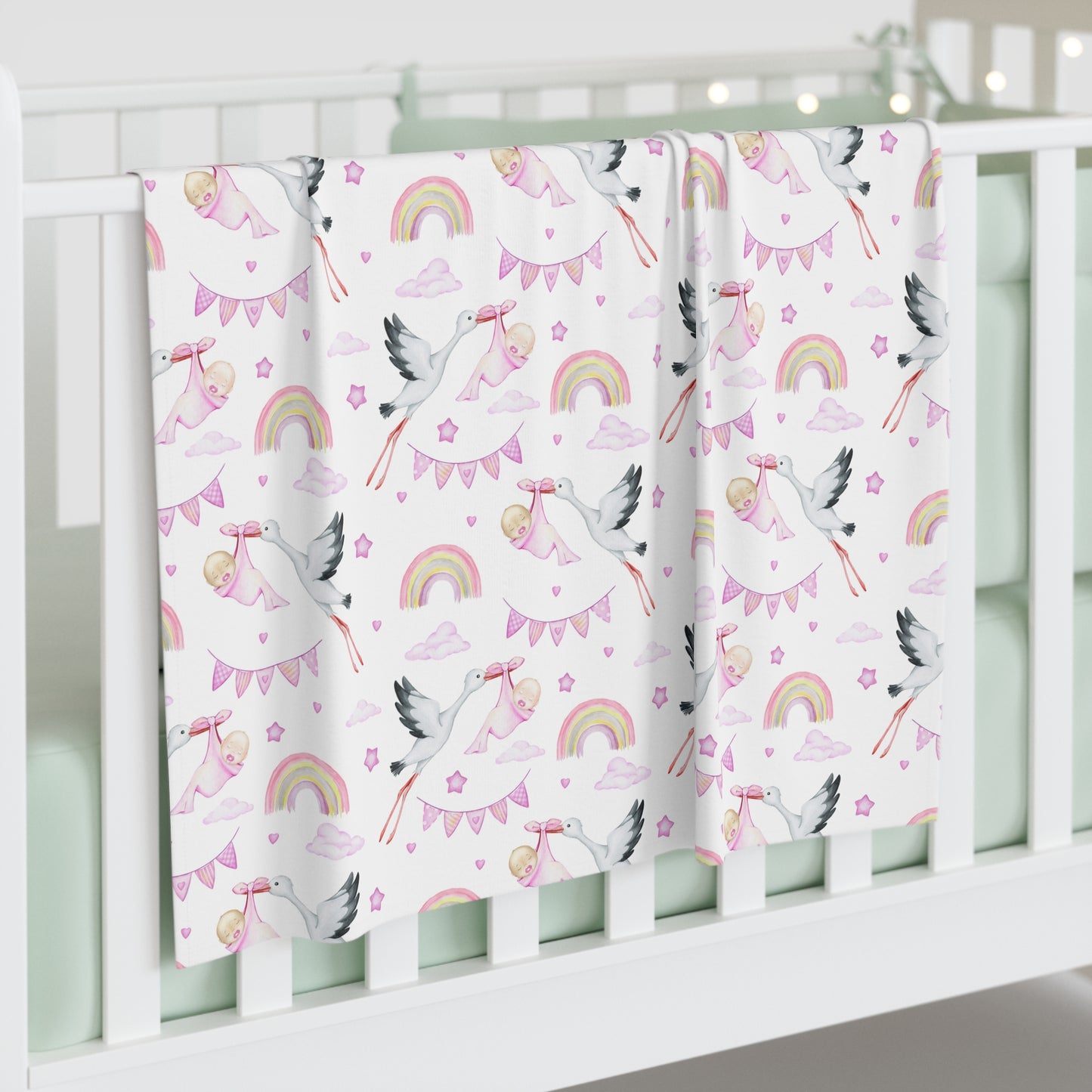 Baby Girl Stork Delivery Baby Swaddle Blanket