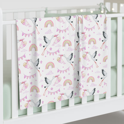 Baby Girl Stork Delivery Baby Swaddle Blanket
