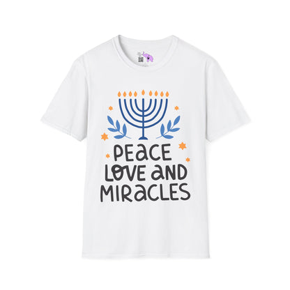 Hanukkah Peace Love & Miracles 1 Adult T-shirt