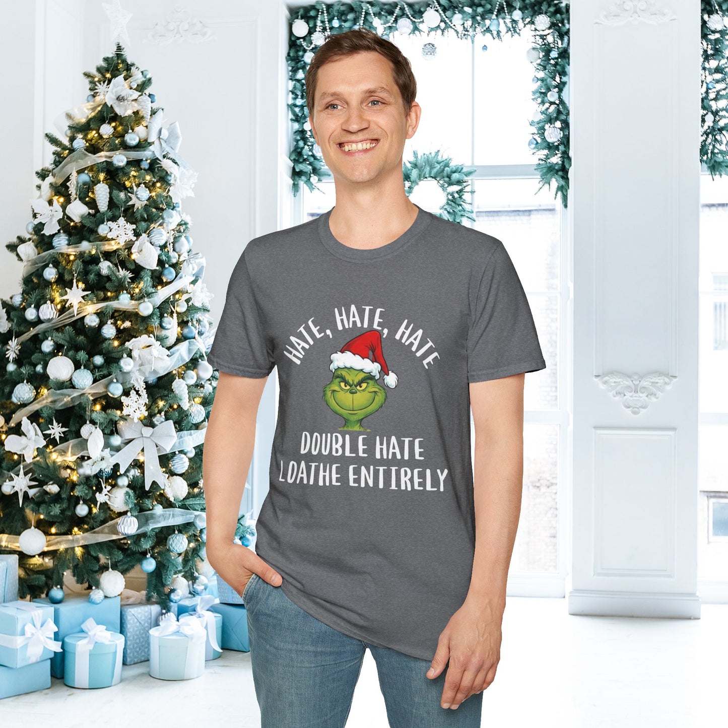 Hate, Hate, Hate, Double Hate, Loathe Entirely-Grinch Adult T-shirt