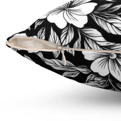 Monochrome Paradise Bloom Throw Pillow